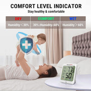 TP53 Digital Hygrometer with Comfort Indicator, Max/Min Records with Backlit Display